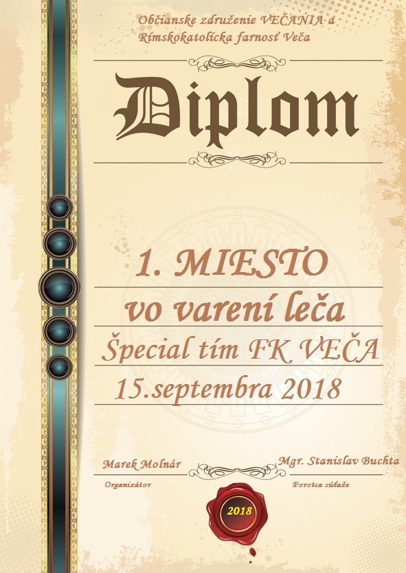 Diplom za varenie leča.jpg FK VEČA